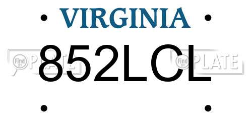 852LCL Virginia License Plate