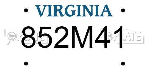 852M41 Virginia License Plate