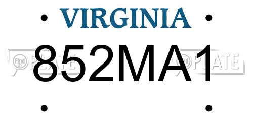 852MA1 Virginia License Plate