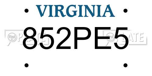852PE5 Virginia License Plate