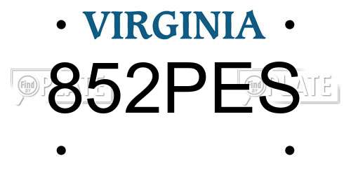 852PES Virginia License Plate