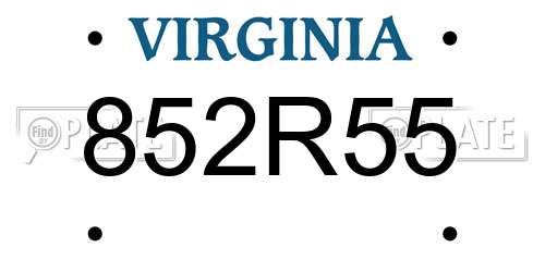 852R55 Virginia License Plate