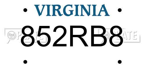 852RB8 Virginia License Plate