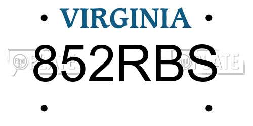 852RBS Virginia License Plate