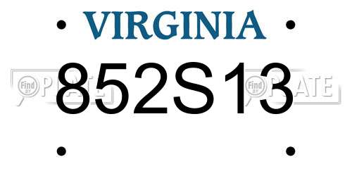 852S13 Virginia License Plate