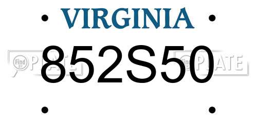 852S50 Virginia License Plate