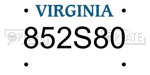 852S80 Virginia License Plate