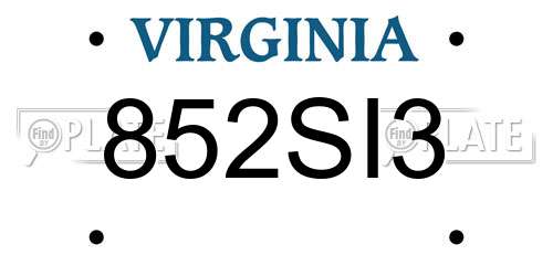 852SI3 Virginia License Plate