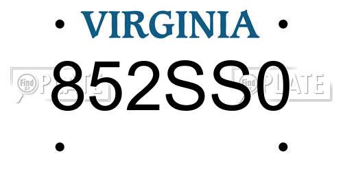852SS0 Virginia License Plate