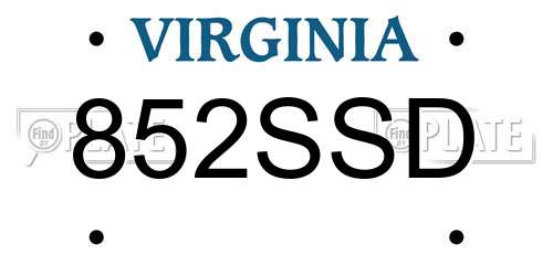 852SSD Virginia License Plate