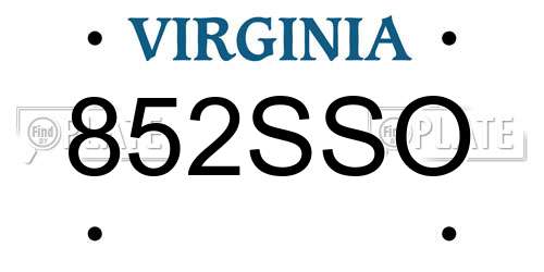 852SSO Virginia License Plate