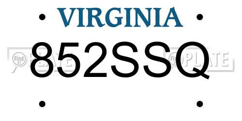 852SSQ Virginia License Plate
