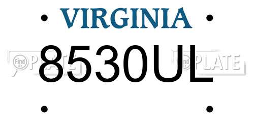 8530UL Virginia License Plate