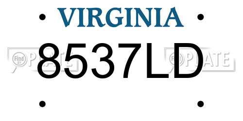 8537LD Virginia License Plate