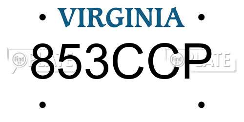 853CCP Virginia License Plate