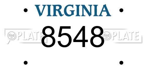 8548 Virginia License Plate