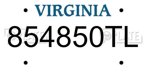 854850TL Virginia License Plate