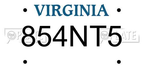 854NT5 Virginia License Plate