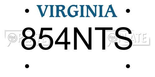 854NTS Virginia License Plate