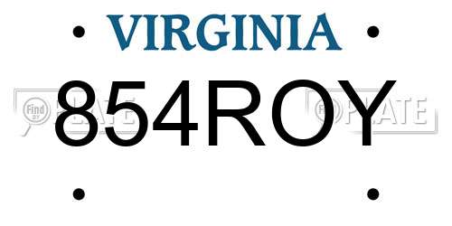854ROY Virginia License Plate