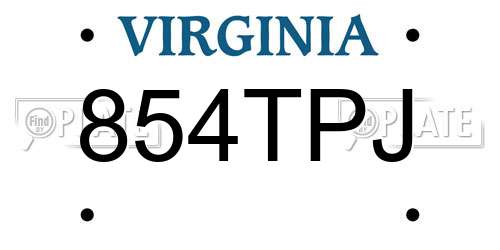 854TPJ Virginia License Plate