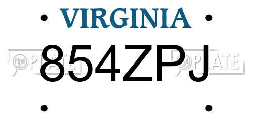 854ZPJ Virginia License Plate