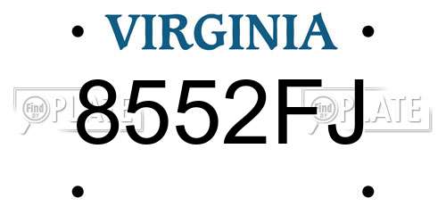 8552FJ Virginia License Plate