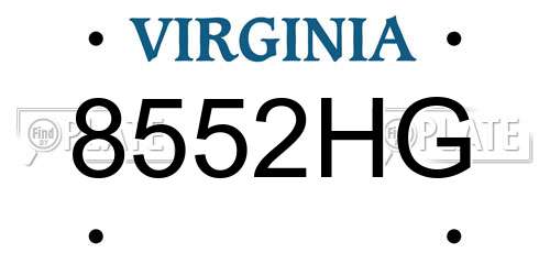 8552HG Virginia License Plate