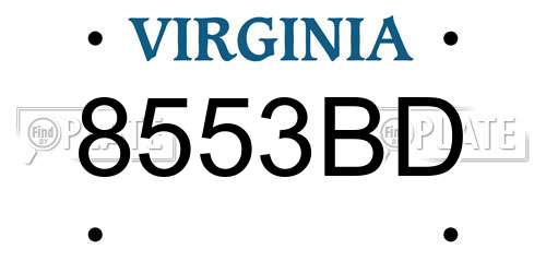 8553BD Virginia License Plate