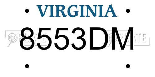 8553DM Virginia License Plate