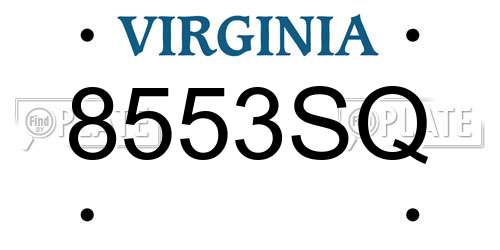 8553SQ Virginia License Plate