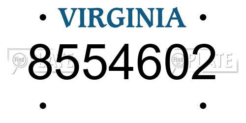 8554602 Virginia License Plate