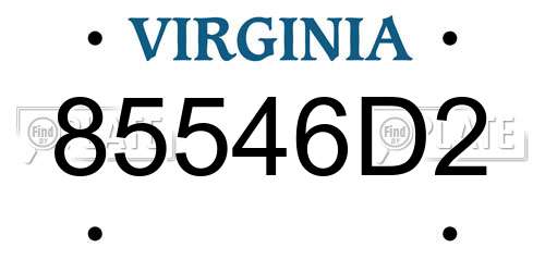 85546D2 Virginia License Plate