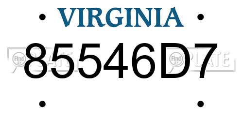 85546D7 Virginia License Plate