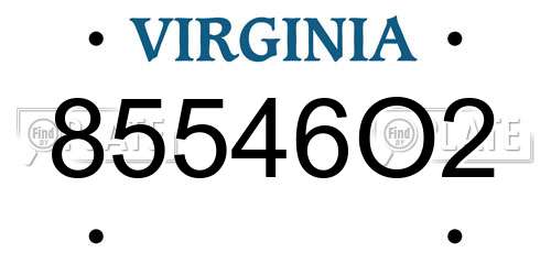 85546O2 Virginia License Plate