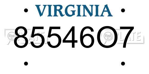 85546O7 Virginia License Plate