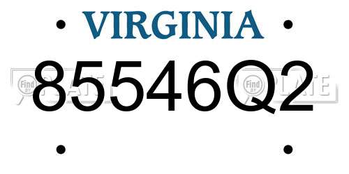 85546Q2 Virginia License Plate