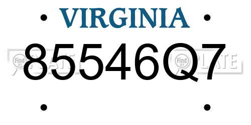 85546Q7 Virginia License Plate