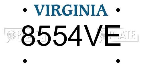 8554VE Virginia License Plate
