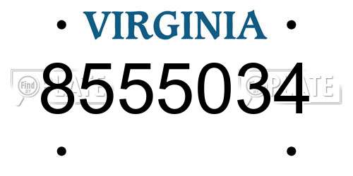 8555034 Virginia License Plate