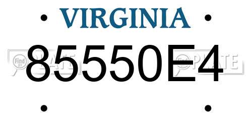 85550E4 Virginia License Plate