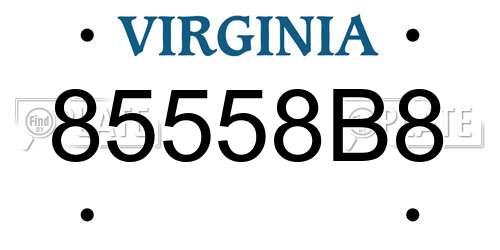 85558B8 Virginia License Plate