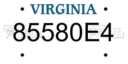 85580E4 Virginia License Plate