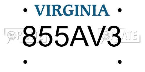 855AV3 Virginia License Plate