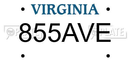 855AVE Virginia License Plate