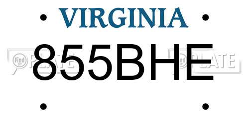 855BHE Virginia License Plate