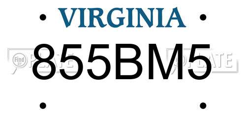 855BM5 Virginia License Plate