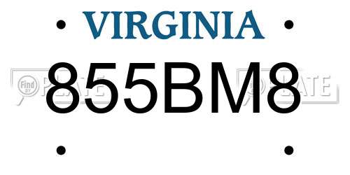 855BM8 Virginia License Plate