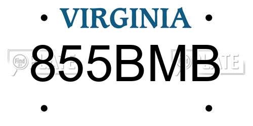 855BMB Virginia License Plate