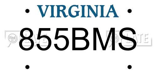 855BMS Virginia License Plate